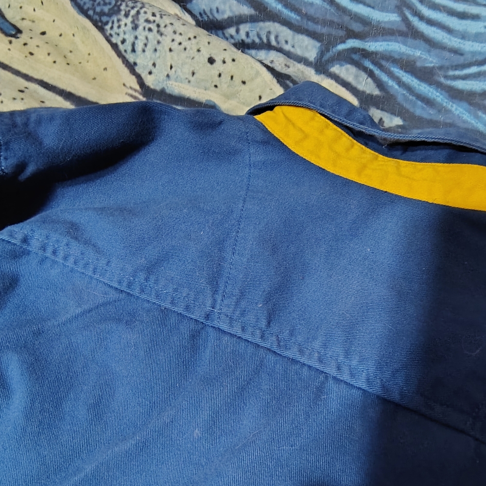 RESIST Vintage HeavyCotton Zip Up Blue Yellow Striped Jacket/SZ L/90s Y2K Unisex - Picture 12 of 16